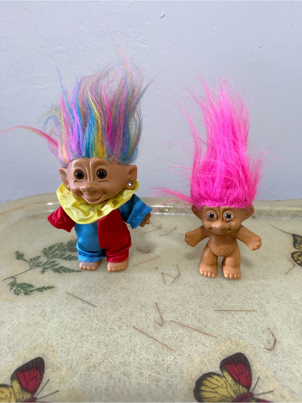 Russ Twin Troll Dolls with Rainbow and Hot Pink Hair